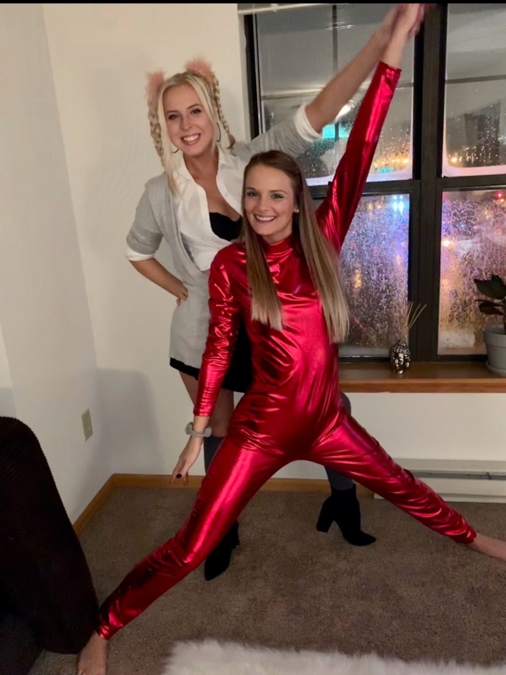 Red Metallic Full-Body Jumpsuit